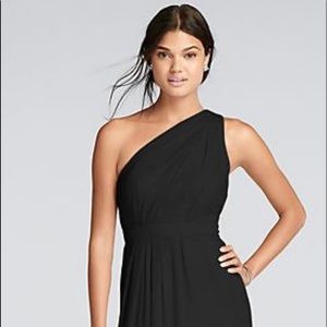 Black one sleeve chiffon bridesmaid dress